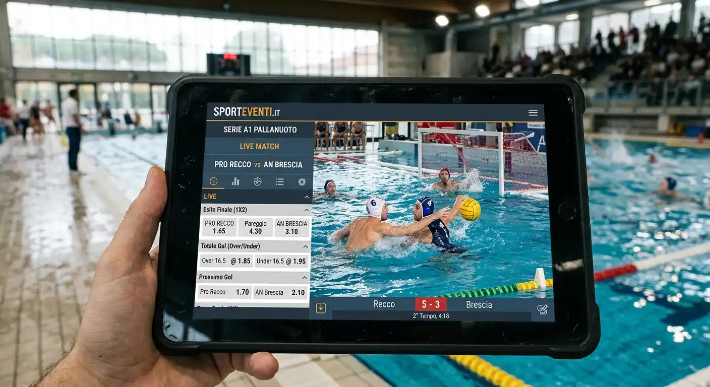 Interfaccia di un bookmaker con mercati specifici per la Serie A1 di pallanuoto