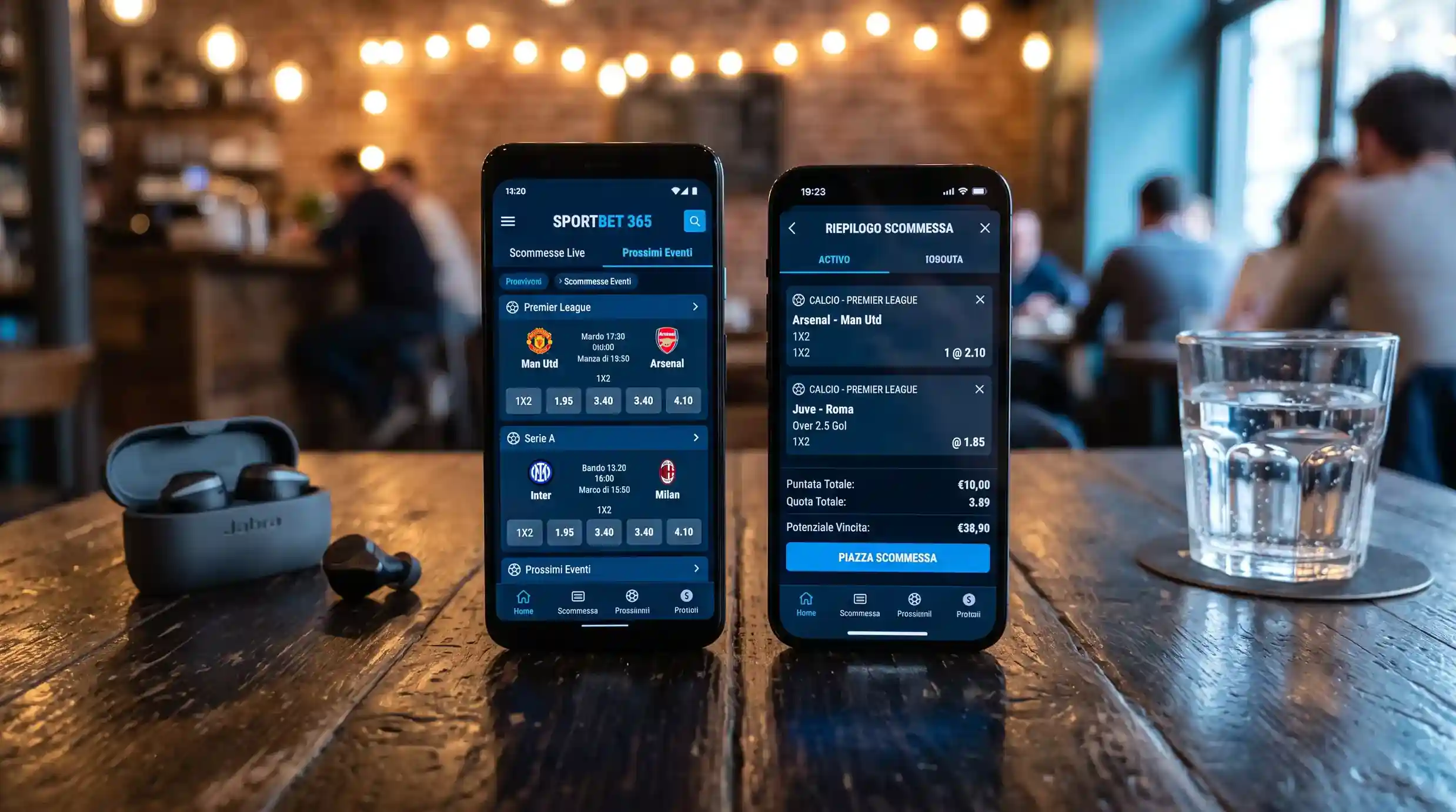 Smartphone con applicazione per scommesse sportive e mercati sulla pallanuoto
