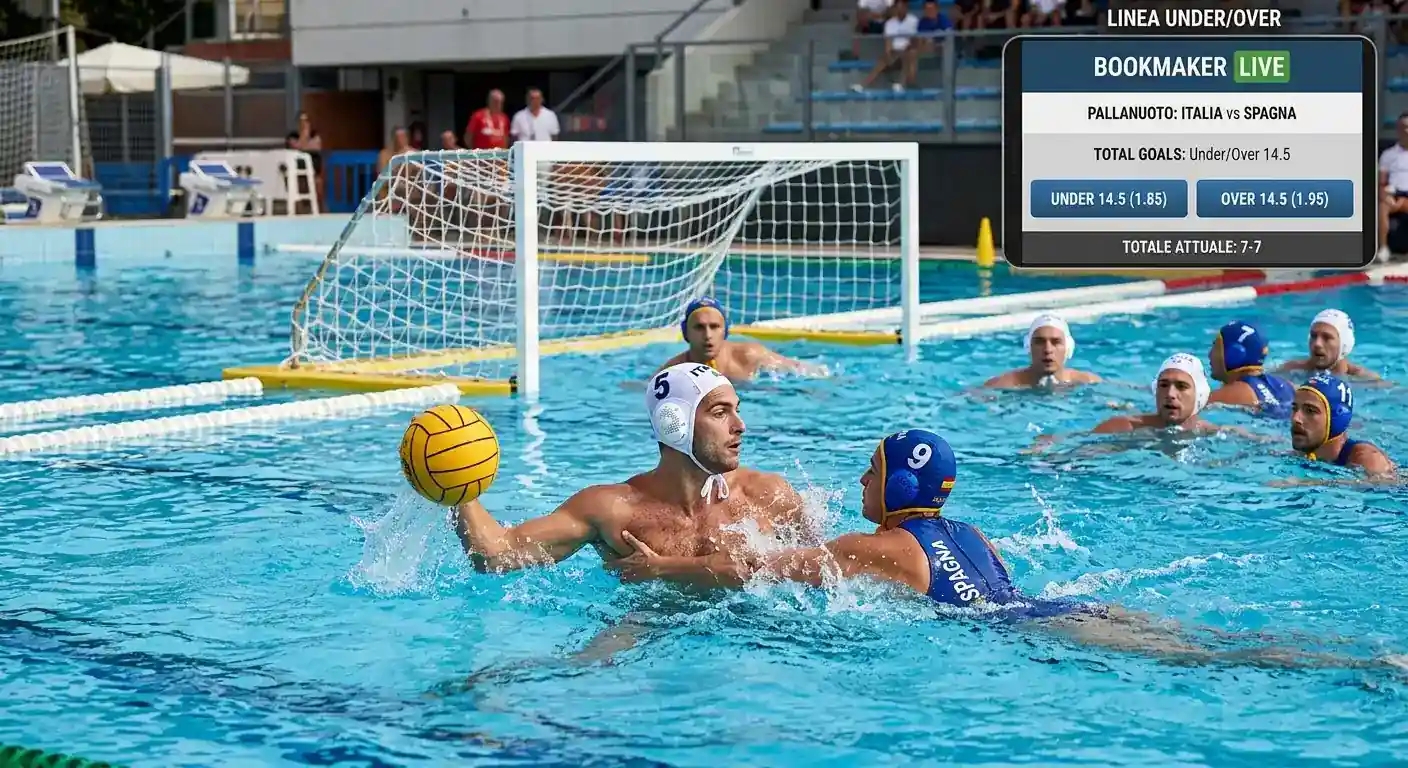 Linea Under/Over proposta da un bookmaker per un incontro di pallanuoto