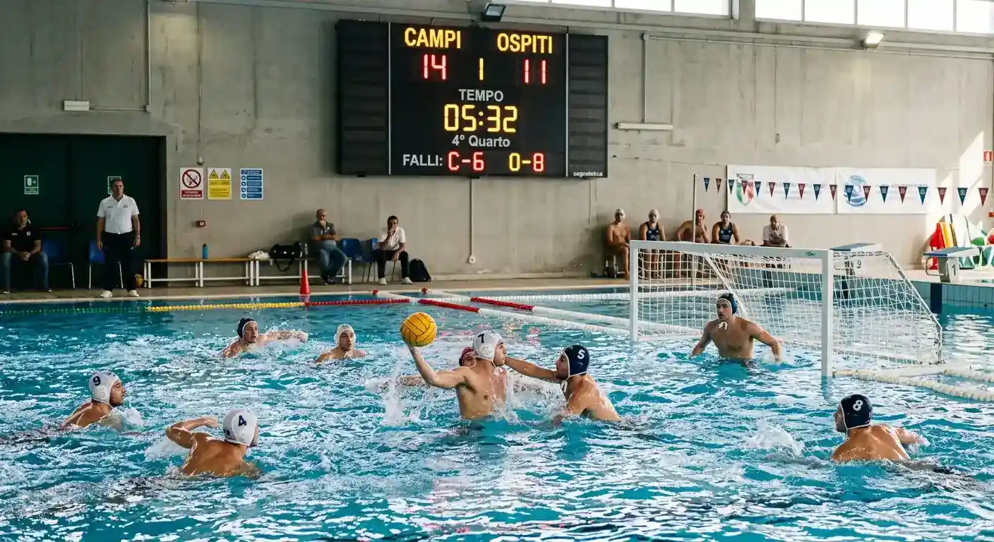 Segnapunti di una partita di pallanuoto con totale gol superiore a venti